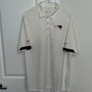White Nike Dri-Fit NFL shield New England Patriots polo golf shirt L